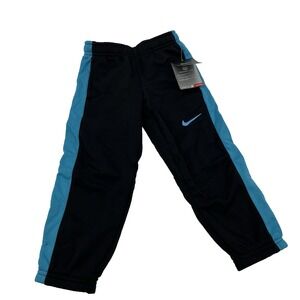 Nike Therma Fit Long Pants Stay Warm Boys Sweat Pants Size 4 Black & Blue Stripe